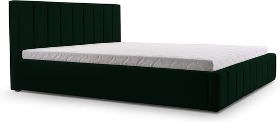 InspireME - Bed 01 - Gestoffeerd bed met Fluweel Beklede Tweepersoonsbed - 180x200 cm - Elegant en Comfortabel - Donkergroen (TRINITY 28)