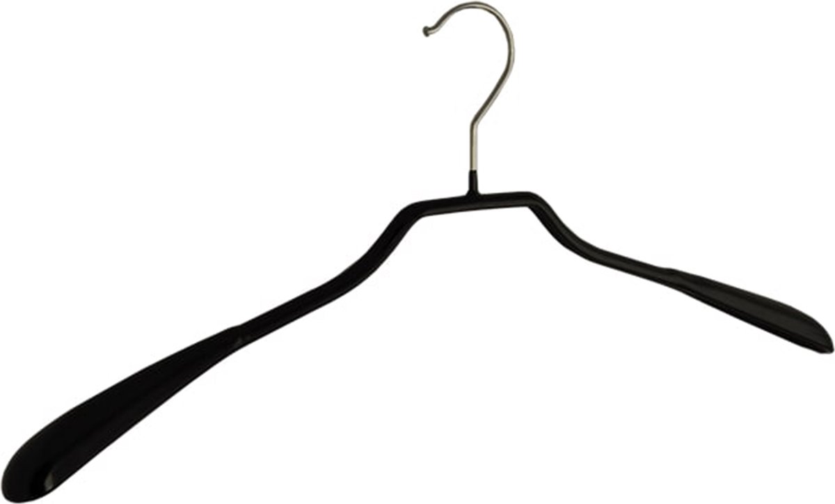 De Kledinghanger Gigant - Mantelhanger - Kostuumhanger - Jassenhanger - Volwassenen - 8339 - 5 Stuks - metaal - Zwart - Anti-slip Coating - Schouderverbreding 3,5 cm - 46 cm - Kledinghanger - Kleerhanger (8339_00/5)