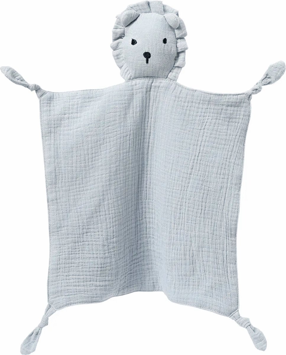 Goedkoopste Knuffeldoekje Leeuw - Grijsblauw - Katoen - Hydrofiel - Baby - Speendoekje - Tutdoekje