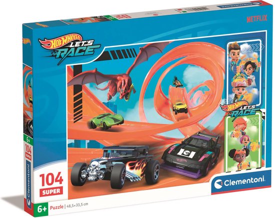 Clementoni - Kinderpuzzel - 104 Stukjes - Hot Wheels - Vrolijke Kleuren ...