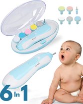 Baby Nagelvijl set Blauw - Elektrische Nagelvijl - Baby Nagelverzorging - Baby Nagelknipper - Ook Voor Volwassenen - LED Licht - Baby Cadeau - 6 in 1 Set