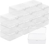 Klein Helder Plastic Opslag Dozen Containers met Scharnier Deksels (12 Pak) – L9 x B6 x H3,3 cm – Mini Doosjes Voor Pillen, Kralen, Sieraden & Hobby Items