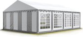 Tente de fête Tente de fête 5x8 m Tente pavillon de jardin PVC 700 N en gris-blanc imperméable