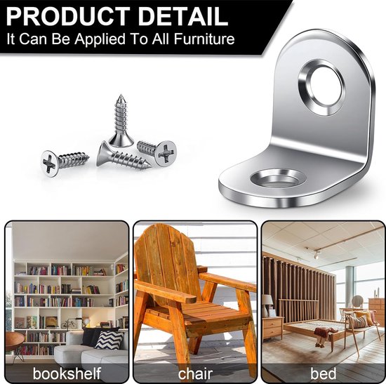 20 stuks hoekverbinders, metalen hoekklemmen, 5 x 5 cm L houders voor hout, 90 graden heavy duty brede hoek, zwarte metalen hoekhouder voor houten meubels, bedstoelen (20 stuks, 5 x 5 cm