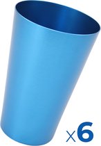 Blauwe aluminium stapelbare bekers (6 stuks!) - Blauw - Stapelbare beker van aluminium staal - Lichtgewicht design