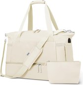 Kioto Reistas - Weekendtas Dames - 37L - Vliegtuig Handbagage - Duffel Bag - Travel Bag - Smart sleeve voor op Koffer - Waterafstotend - Weekendtassen & Reistassen - Beige