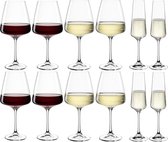 Leonardo - Service de verres Paladino - 12 pièces - 4 verres à vin blanc - 4 verres à vin rouge - 4 verres à champagne