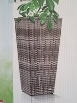 Florabest Gevlochten Plantenbak - 31x31x64cm - Grijs - Voor binnen- en buitengebruik - Conische vorm