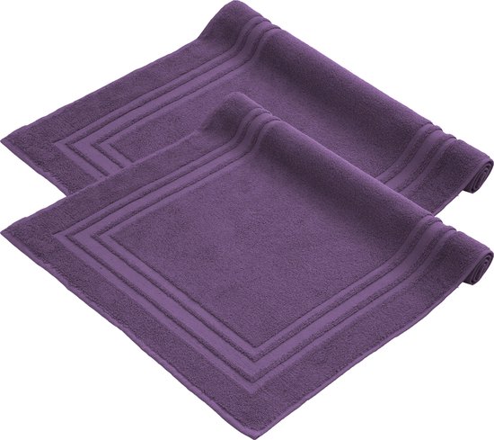 Komfortec Badmat Set - 2 stuks - 50x80 cm - 100% Katoen - Zachte en Absorberende Douchemat/Handdoek - Violet