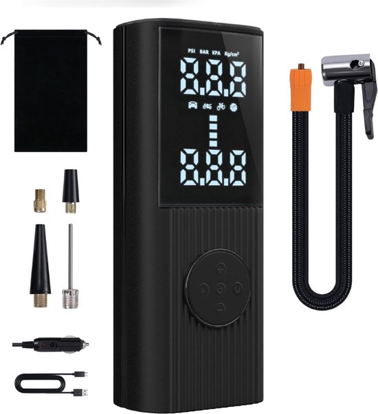 QICYCLE N2 Elektrische Fahrradpumpe, Luftpumpe Mini Kompressor Easy Pump Tragbarer Luftkompressor, (2,0 Ah, 14,8Wh Akku, Autostop, 150 PSI, 10,3 bar, LED, über USB-C wiederaufladbar