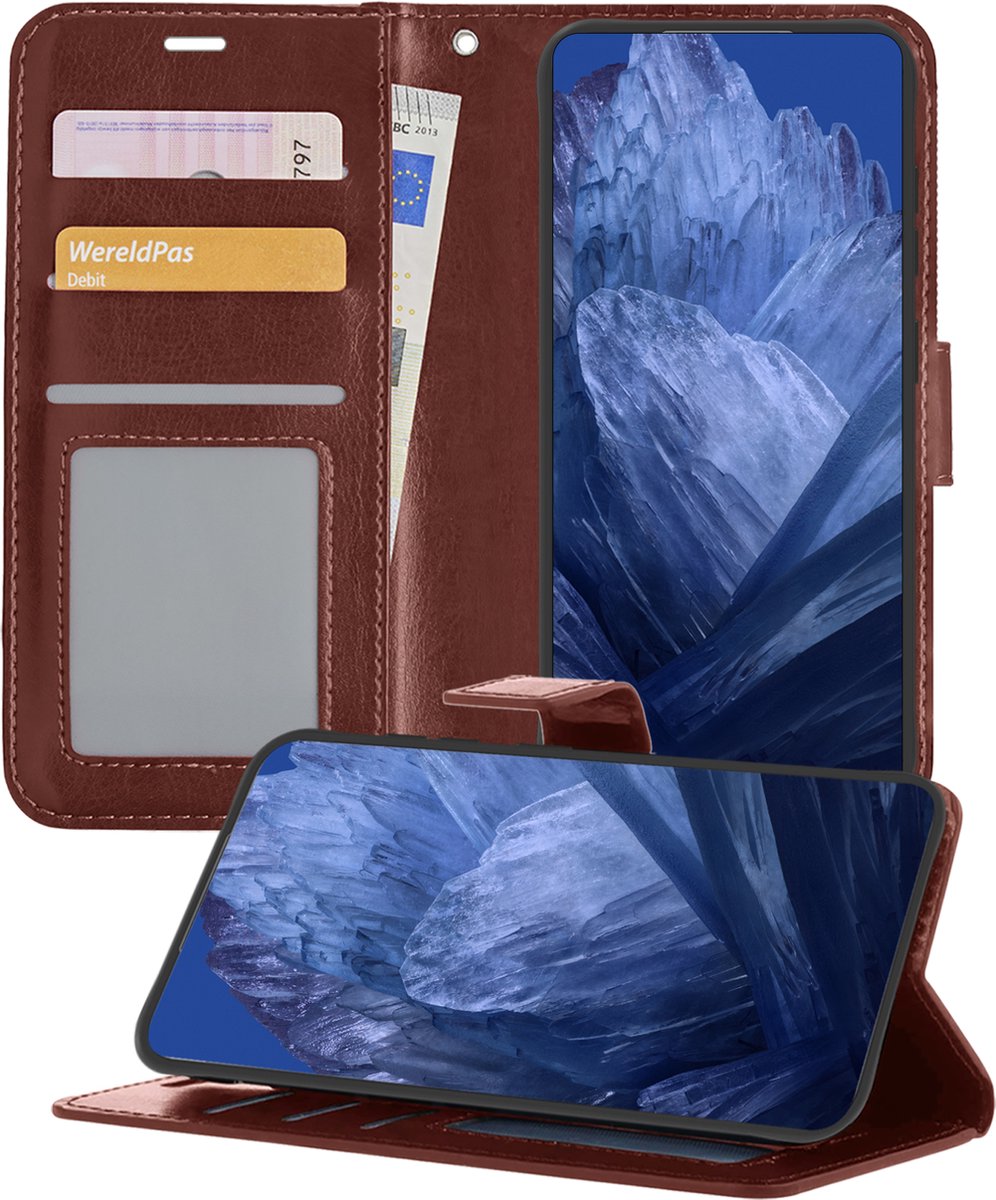 Hoesje - Geschikt voor Google Pixel 8a - Luxe Bookcase - Walletcase Hoes - Portemonnee - Cover - Telefoonhoes - Bruin