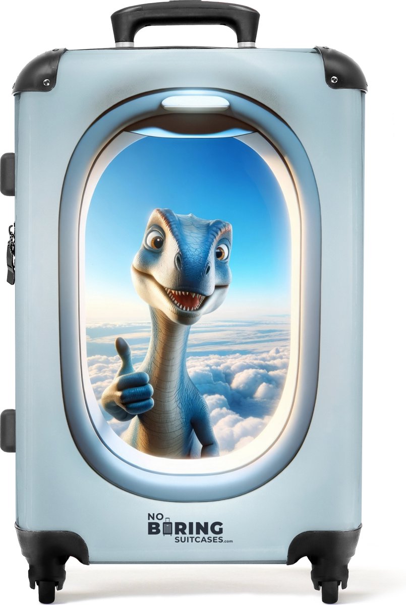 NoBoringSuitcases.com® - Dino kinderkoffer jongen - Kindertrolley dinosaurus jongens - Koffer groot - Rolkoffer lichtgewicht - Reiskoffer met 4 wielen - Grote trolley XL - 20 kg bagage
