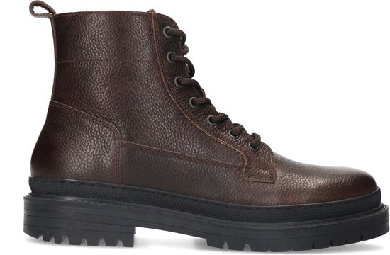 Sacha - Heren - Donkerbruine leren veterboots - Maat 46