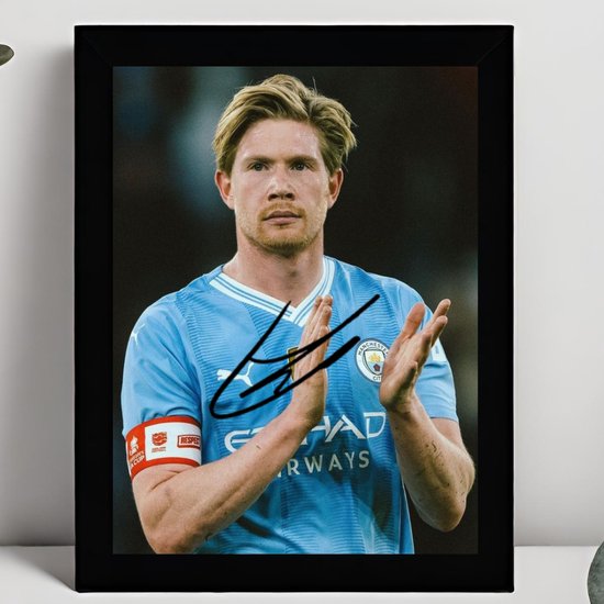 Kevin de Bruyne Art Framed Signature – 15 x 10 cm dans un cadre Zwart Classique – Signature imprimée – Manchester City – Voetbal