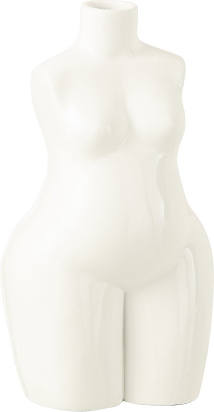 J-Line vase Vrouw Lichaam - polyresin Glanzend - metaal - wit