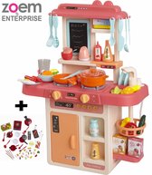 Zoem - Keuken – Roze - Mini - Extra 60 accessoires - Stoom - Werkende kookplaat - Kinderkeuken - Keukenspullen - Ingrediënten - Keukengerei - Eten en drinken - Koken - Bereiden - Speelgoedkeuken - Keukenset – Cadeau – Verjaardag
