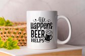Mok LIfe happens beer helps - Beer - funny - HoppyHour - BeerMeNow - BrewsCruise - CraftyBeer - Proostpret - BiermeNu - Biertocht - Bierfeest