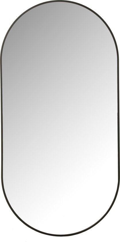 J-Line spiegel Ovaal - glas/metaal - zwart