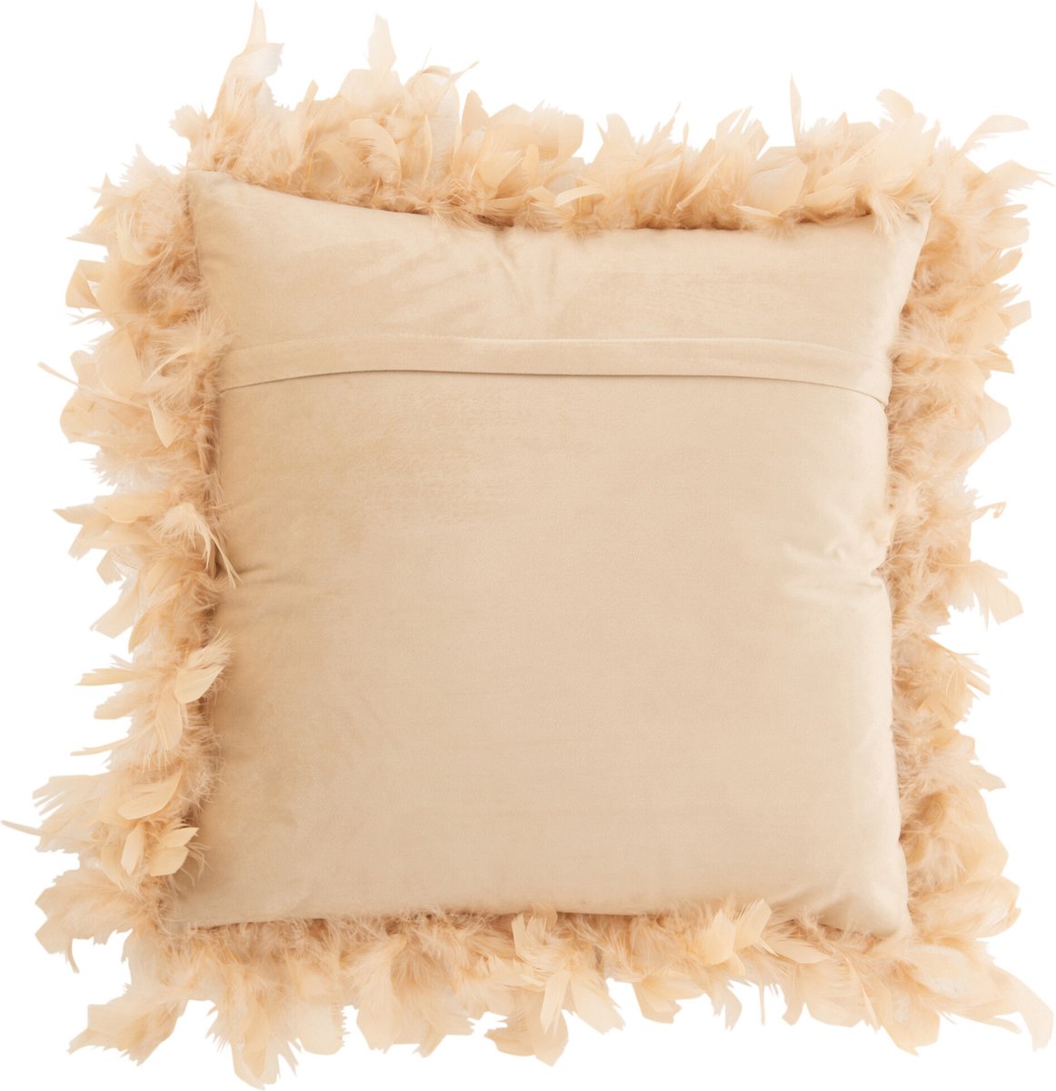 J-Line kussen Pluimen - polyester - roze/beige