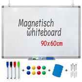 Tableau blanc Goliving avec marqueurs - Tableau magnétique - 60 x 90 cm - Tableau mémo résistant aux rayures - Tableau noir - Tableau magnétique émaillé