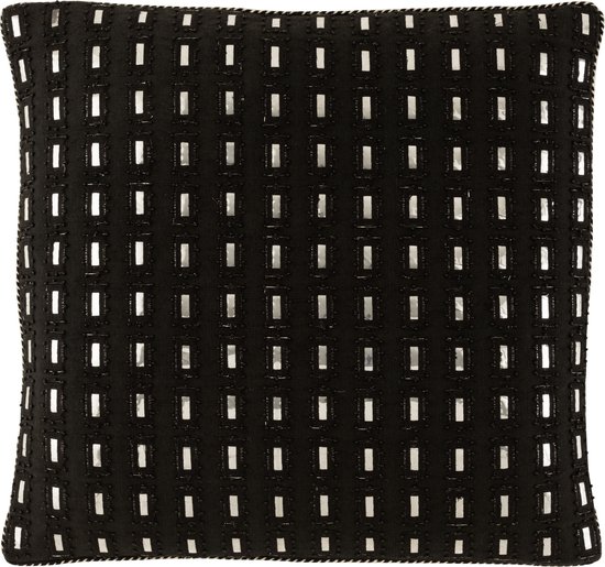 J-Line coussin Miroir Rectangulaire - coton - noir/argent