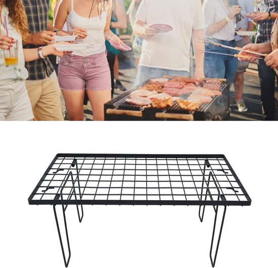 Campingmoon Draagbare inklapbare campingvuurgrill boven vuur, gedeelde ovens, 304 roestvrij staal (roosterdraad (MS-1011