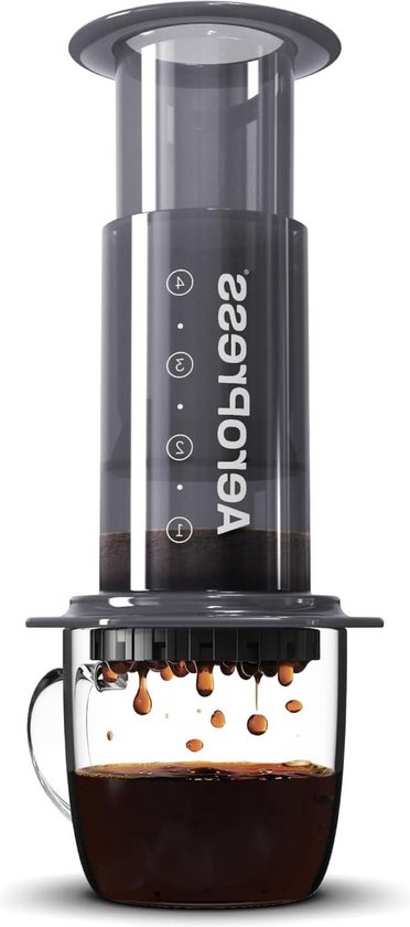 Caffettiera AeroPress A80 - Per Caffè Liscio E Ricco, Sistema A Pressione, 10 Once (circa 300ml), Colore Nero