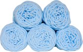 Set 5 bollen dikke wol lichtblauw - chunky garen - haken - breien - 7 mm breed - 235 meter - perfect voor amigurumi