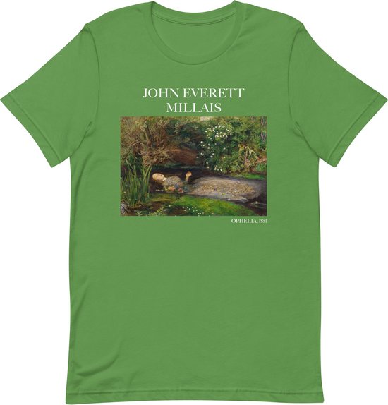 John Everett Millais 'Ophelia' ("Ophelia") Beroemd Schilderij T-Shirt | Unisex Klassiek Kunst T-shirt | Leaf | L