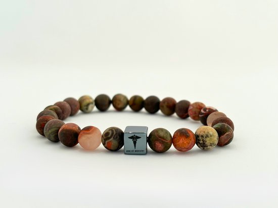 Hommes de Mercury - Bracelet Rain Forest Agate hommes - 19cm de circonférence - Pierres précieuses - Perles - Hommes