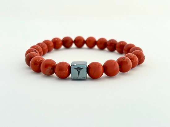 Men of Mercury - Red Jasper armband heren - Omtrek 20cm - Edelstenen - Kralen - Mannen