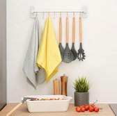 Barre à crochets pour ustensiles de cuisine avec 8 crochets - Sans perçage - Autocollante - 40 cm