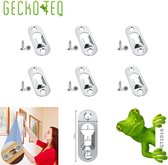 GeckoTeq GT1016 6 x Metalen sleutelgat hangers, voor het eenvoudig en snel ophangen van kleine objecten incl. schroefjes