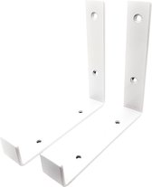 Maison DAM - Plankdragers L vorm up - Wandsteunen – Voor een plank 15cm – Wit - Incl. bevestigingsmateriaal + schroefbit