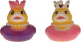 Canards en caoutchouc princesse - caoutchouc - 2 pièces - rose et violet - 5 cm - speelgoed de bain