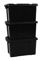 IRIS Ohyama Powerbox Opbergbox Robuste - 50L - Plastique 100% Recyclé - Zwart - Set de 3
