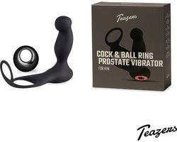Teazers - Cock & Ball Ring Prostate Vibrator - Sex Toys voor Mannen - 7 Vibratiestanden - Prostaat Stimulator en Cockring in 1 - Met Afstandsbediening - Anale Speeltjes - Penisring - Zwart