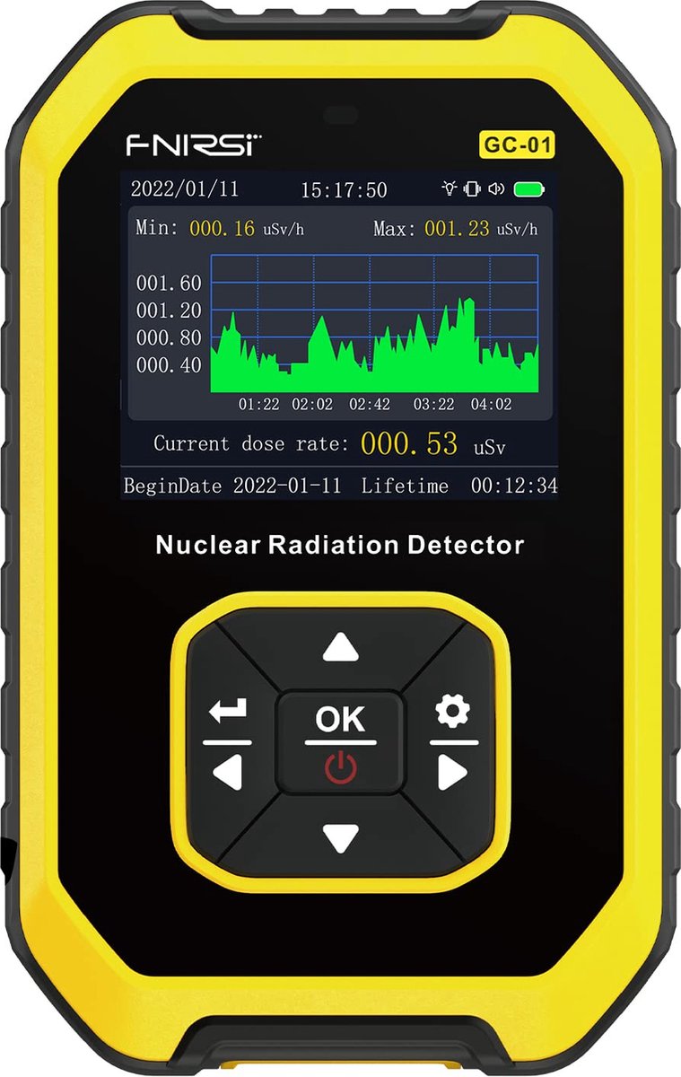 FNIRSI Geigerteller Nucleaire Stralingsdetector - Stralingsmeter -Slimme Alarm - Multifunctioneel met LCD-display