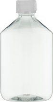 Lege Plastic Fles Apothekersfles 500 ml Transparant - met verzegeldop - set van 10 stuks - navulbaar - leeg