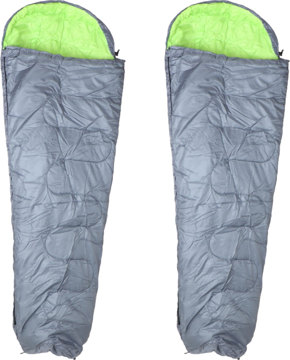HIXA Mummy Slaapzak - Grijs - Groen - 2 stuks - 210x80cm - Polyester