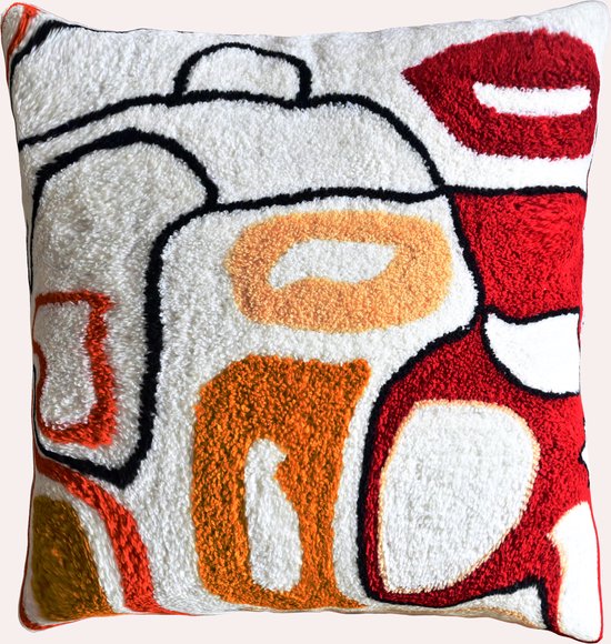 Kussens woonkamer | kussenhoes 45x45 cm | kussensloop | sierkussens | cushion cover | 100% kotoen | full bookley embroidery