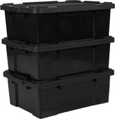 Opbergbox Robuste IRIS Ohyama Powerbox - 43L - Plastique 100% Recyclé - Zwart - Set de 3