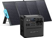 BLUETTI AC240 zonnegenerator met 120W zonnepaneel inbegrepen, IP65 waterdichte 1536Wh LiFePO4 back-upbatterij, tot 10136Wh met 3 x 2400W AC stopcontacten, voor kamperen, thuis, camper