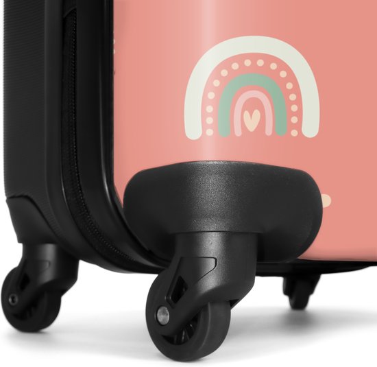 NoBoringSuitcases.com® - Grande valise enfant Arc-en-ciel - Cœurs - Motifs - Fille - Rose - Enfants - Bagage - Valise de voyage pour fille - Valise chariot - Valises 67cm