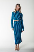 Colourful Rebel Orla Striped Glitter Knit Midi Skirt - XS