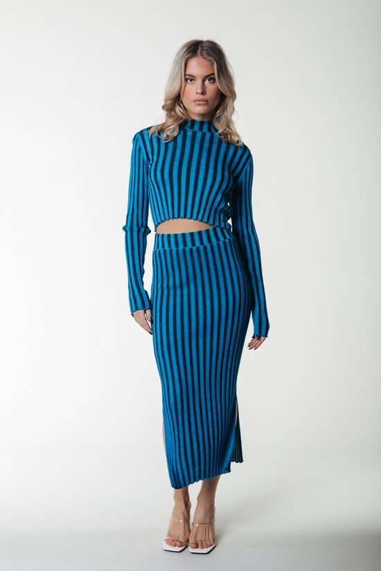 Colourful Rebel Orla Striped Glitter Knit Midi Skirt