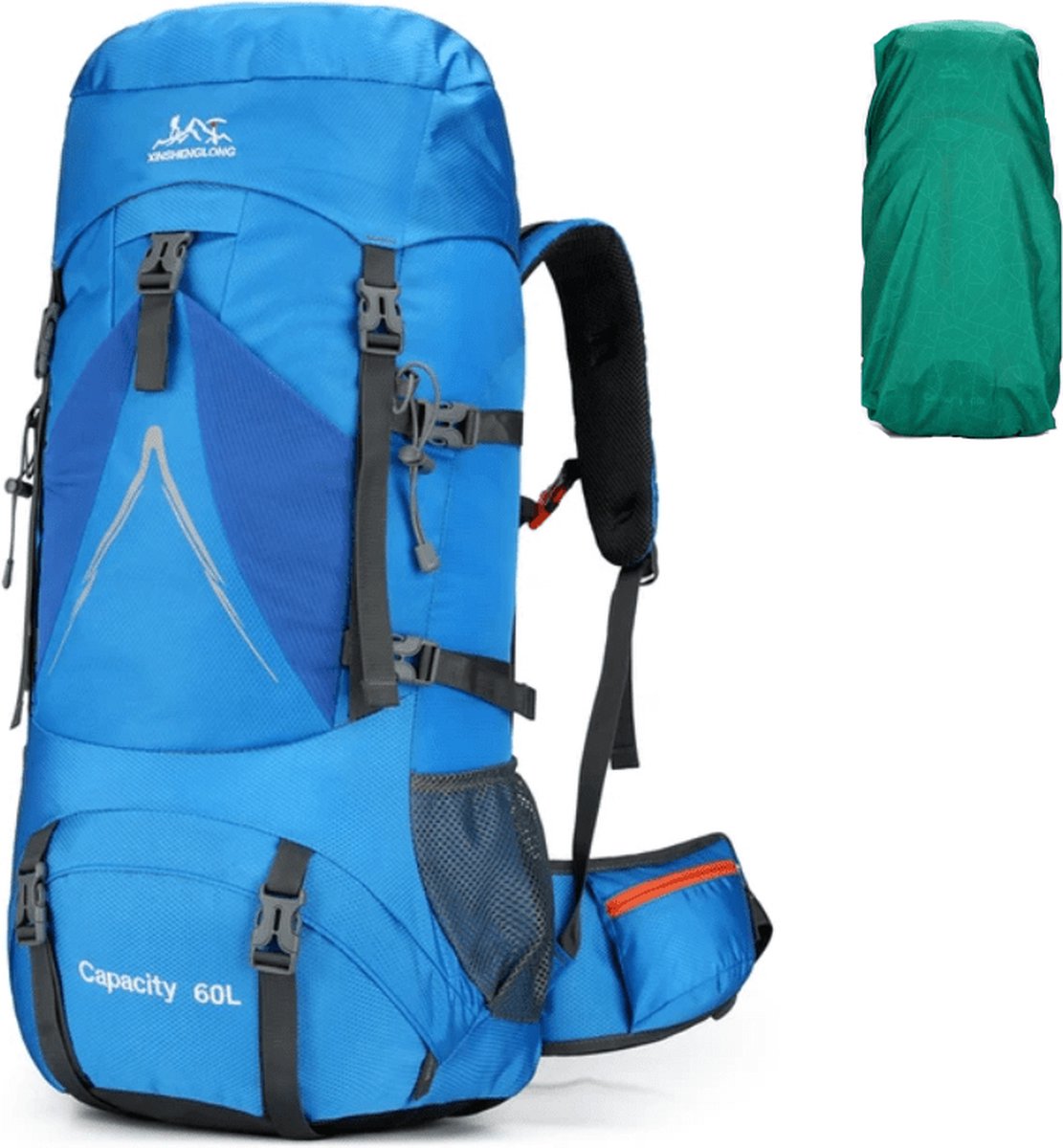 Avoir Avoir®-Backpack – 60L – Licht Blauw – Hiking Rugzak voor Wandelen en Kamperen – incl. Regenhoes en Drinksysteem – Apart Schoenopbergvak – Reflecterende Strip – Duurzaam Nylon – Lichtgewicht – Bestand tegen Ruige Omstandigheden – Regen – bol.com