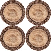 Bertoni - Placemats / tafelmatten set van 4 stuks - Rond - 33 cm, Robina- Bruin