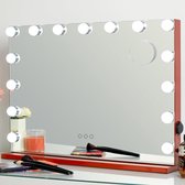 Hollywood spiegel make-up spiegel met verlichting voor make-up tafel make-up spiegel met licht 15 dimbare LED lampen 3 kleurtemperaturen USB tafel spiegel 58X46 cm
