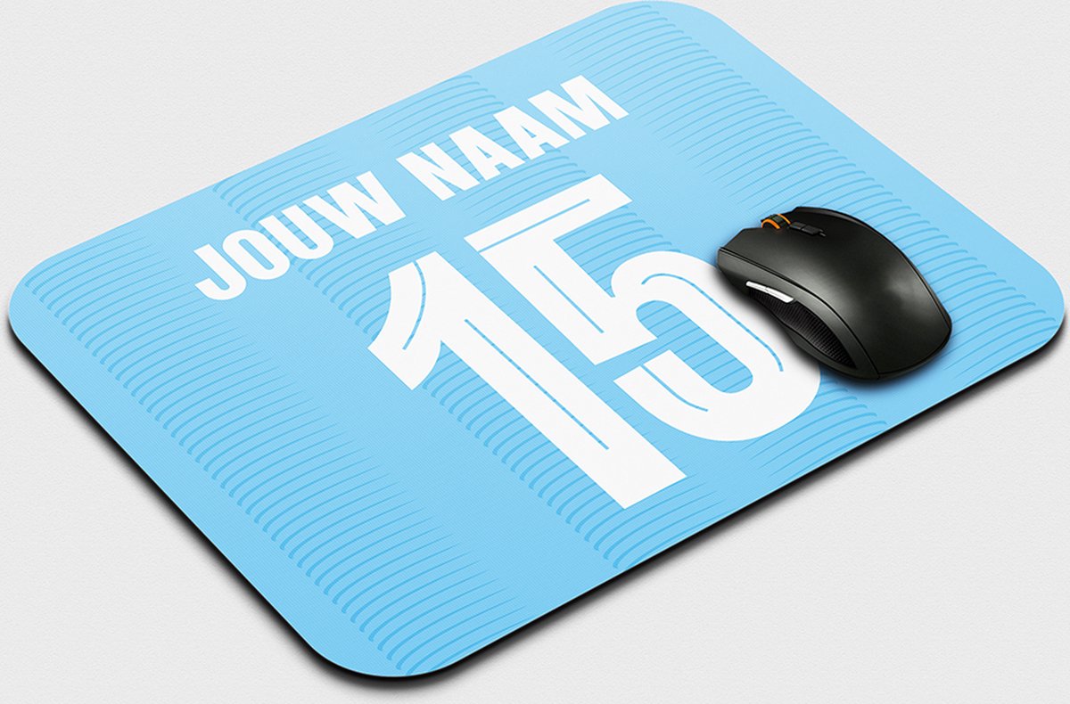 Muismat Manchester City - Gepersonaliseerd Met Eigen Naam - Anti Slip - Voetbal Muismatten - Voetbal Cadeau - 22,5 cm x 19 cm